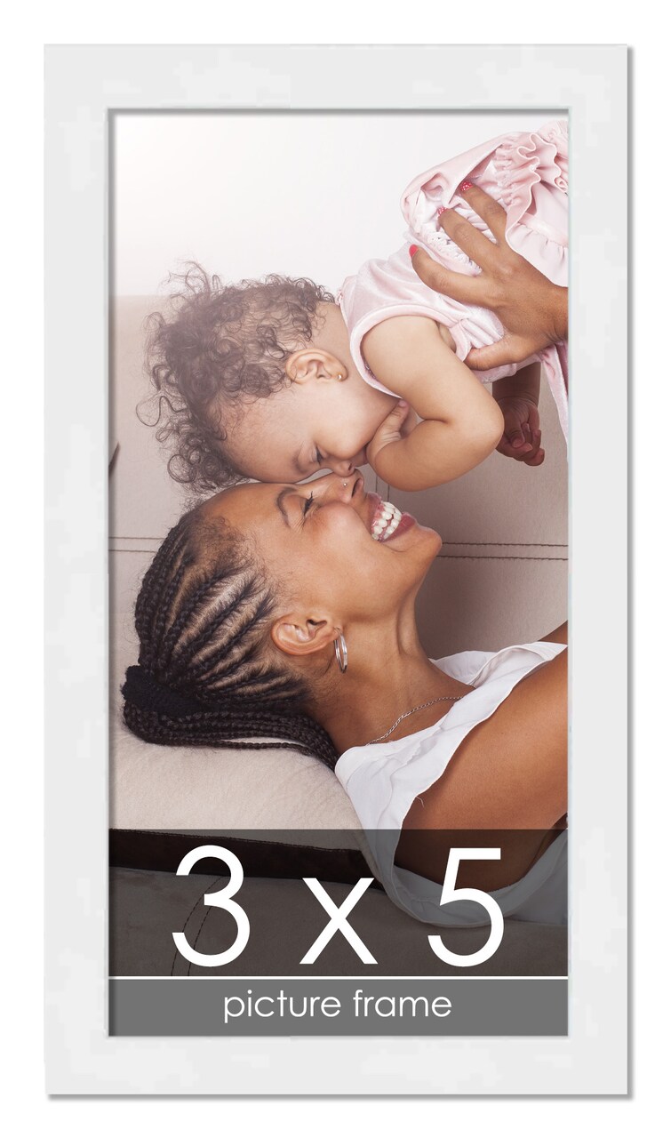 3x5 Solid Wood Picture Frame with UV-Resistant Acrylic & Acid-Free Backing, Available in 6 Finishes: Matte Black, Matte White, Metallic Bronze, Silver, Natural Wood Grain & Mahogany